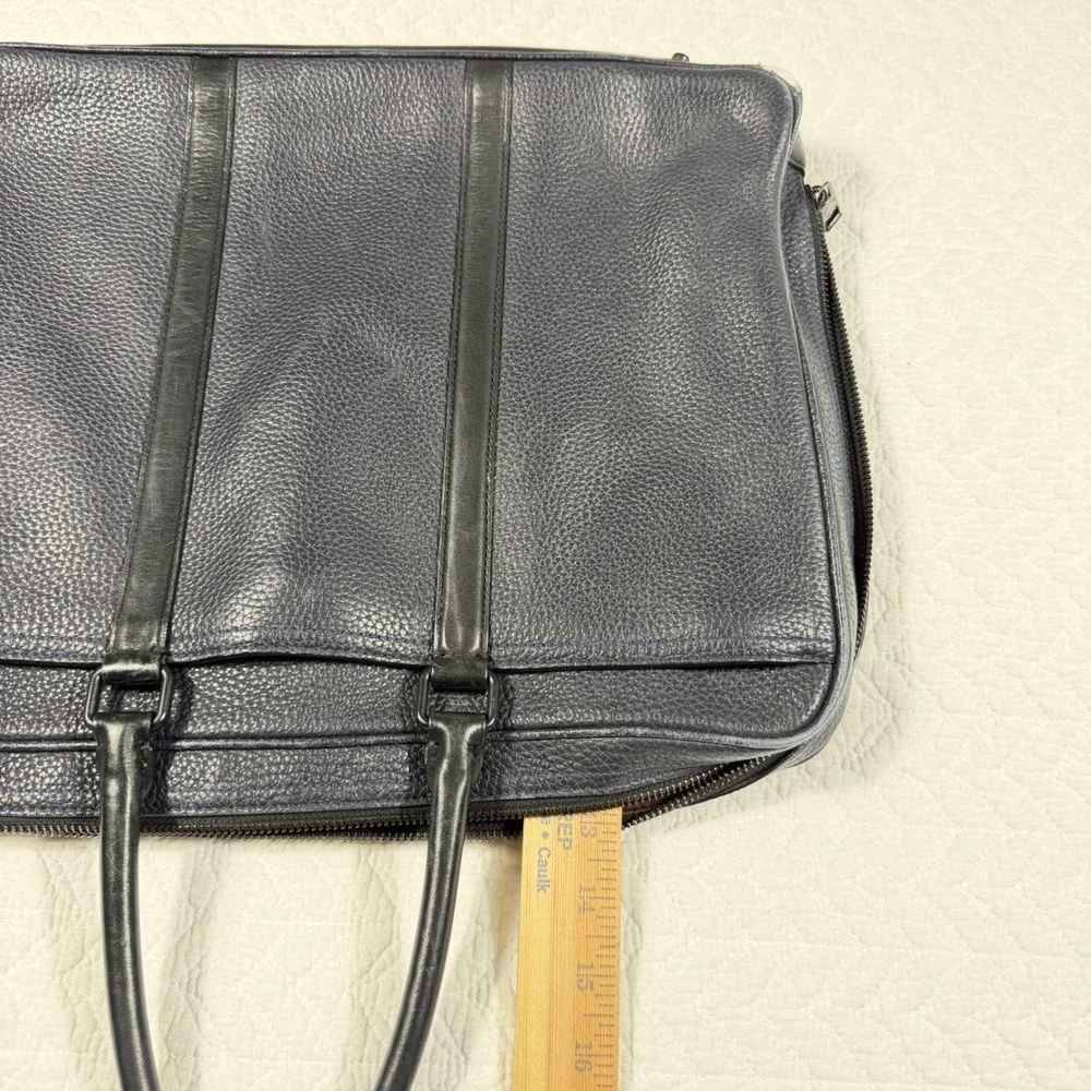 Coach Metropolitan Slim‎ Briefcase - Navy Pebbled Leather Work Office Travel